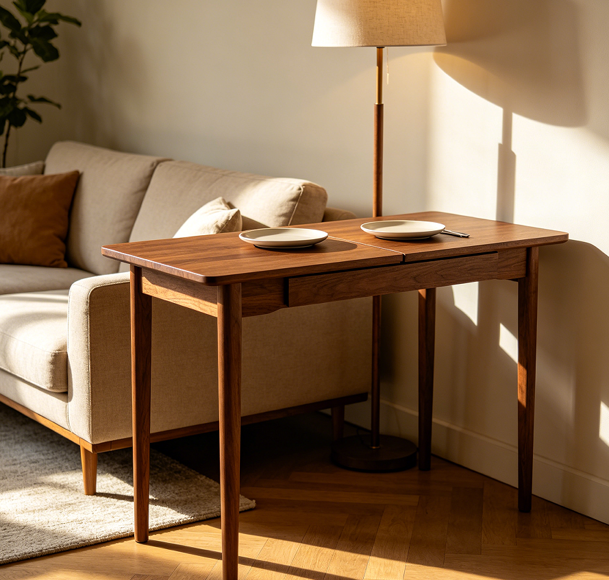 Narrow Console Dining Table Convertible for Two